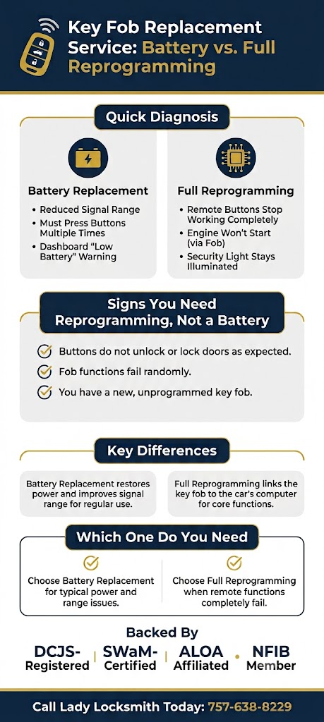 Key Fob Replacement Service: Battery Replacement vs. Full Reprogramming: Which Do You Need?
